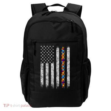 Funny Autism Awareness American Flag Gift Backpack