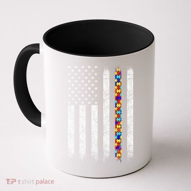 Funny Autism Awareness American Flag Gift Coffee Mug