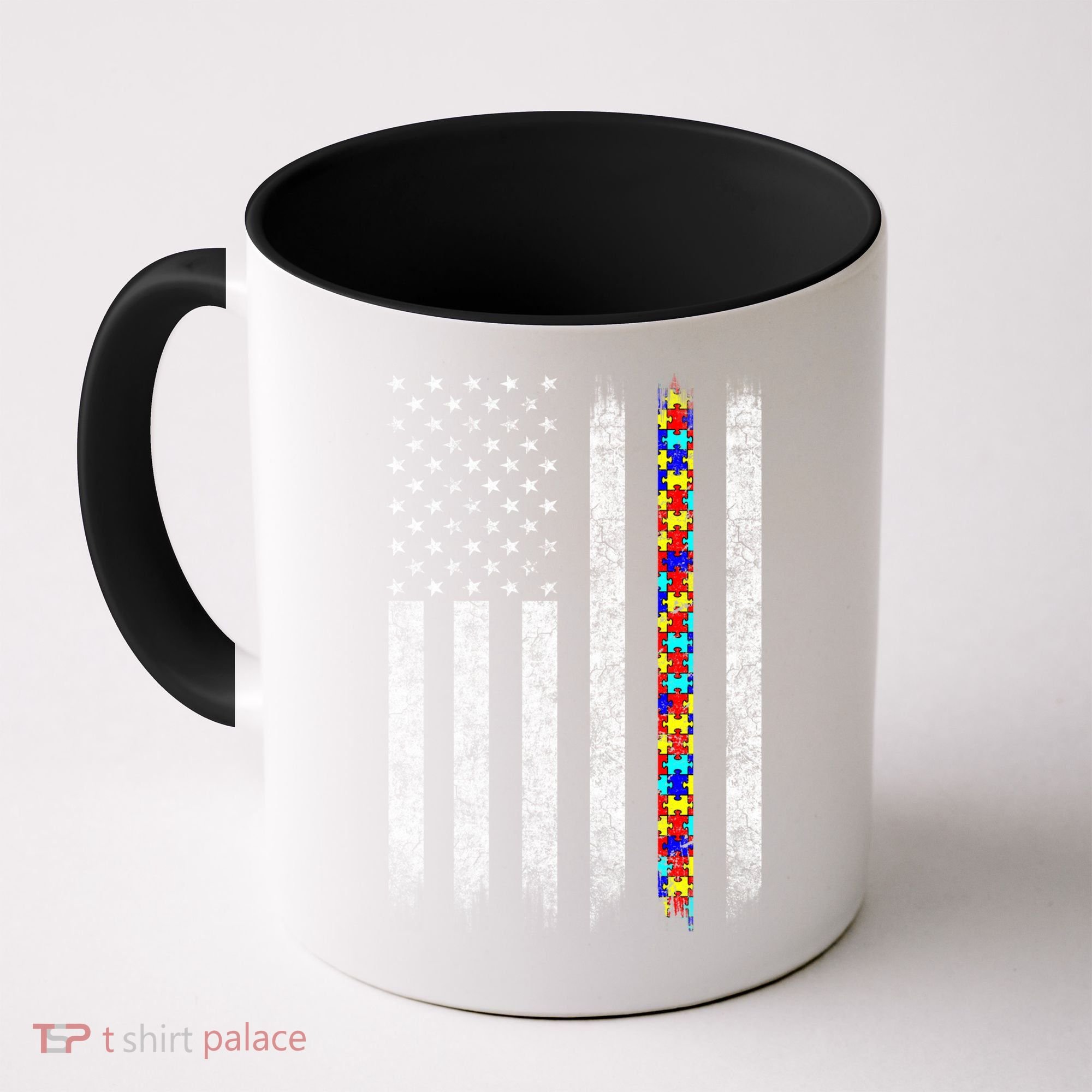 Funny Autism Awareness American Flag Gift Coffee Mug