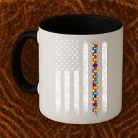 Funny Autism Awareness American Flag Gift Coffee Mug thumb 2