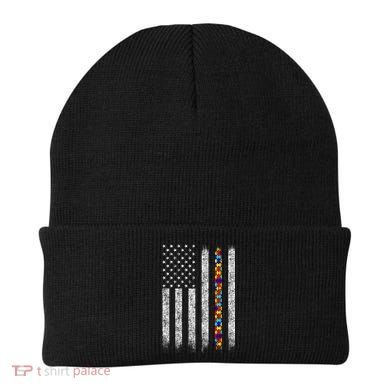 Funny Autism Awareness American Flag Gift Beanie