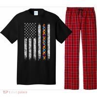 Funny Autism Awareness American Flag Gift Pajama Set thumb 0