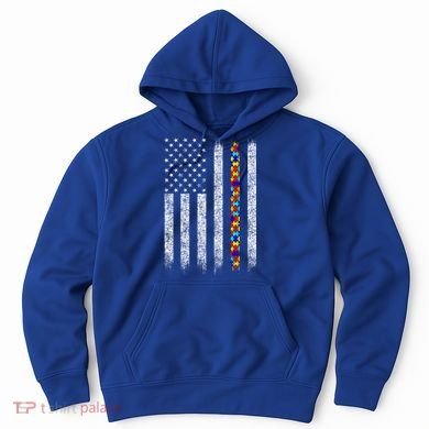 Funny Autism Awareness American Flag Gift Hoodie