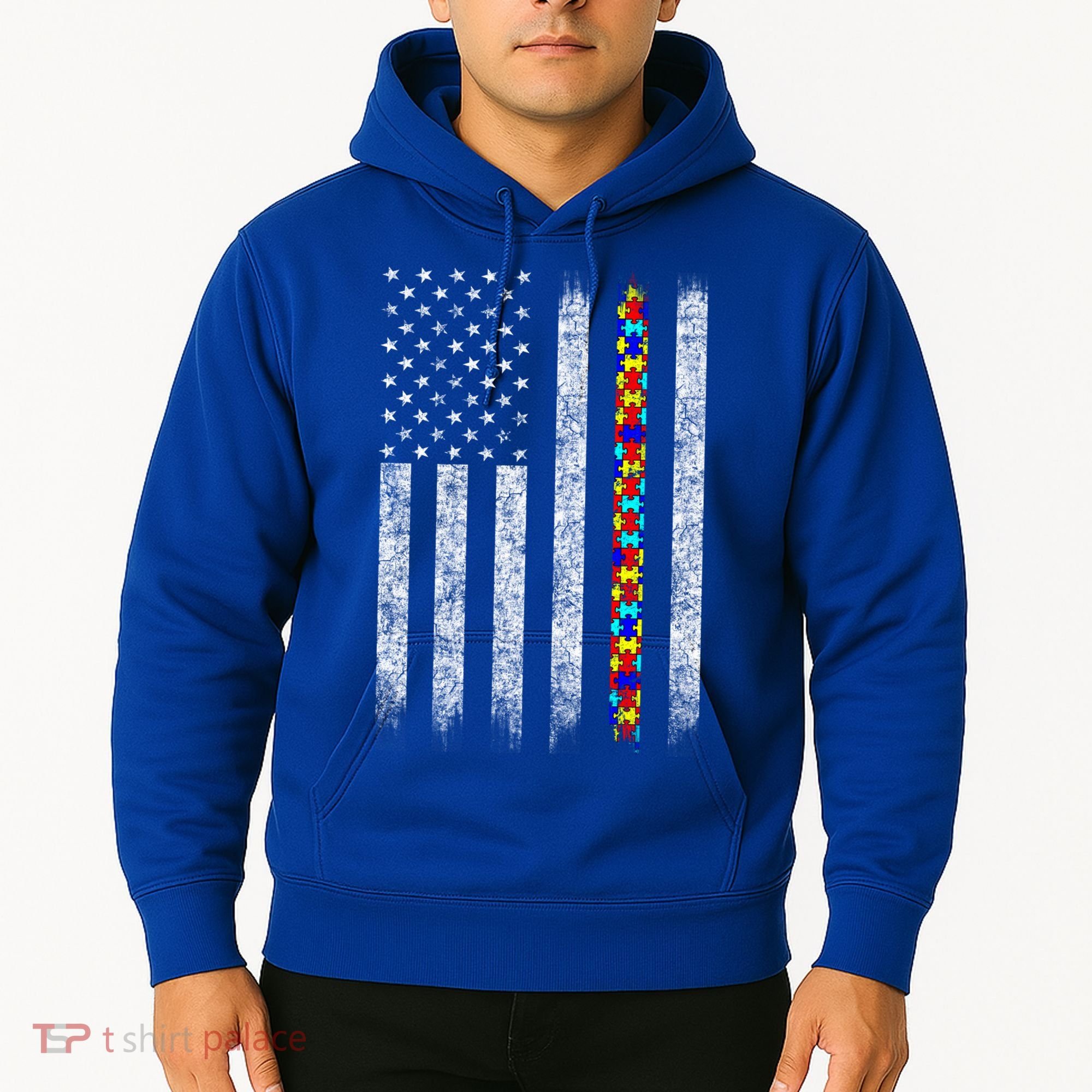 Funny Autism Awareness American Flag Gift Hoodie