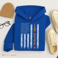Funny Autism Awareness American Flag Gift Hoodie thumb 4