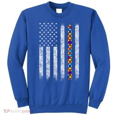 Funny Autism Awareness American Flag Gift Sweatshirt