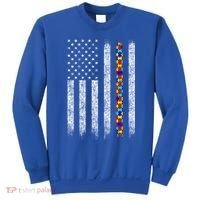 Funny Autism Awareness American Flag Gift Sweatshirt thumb 0
