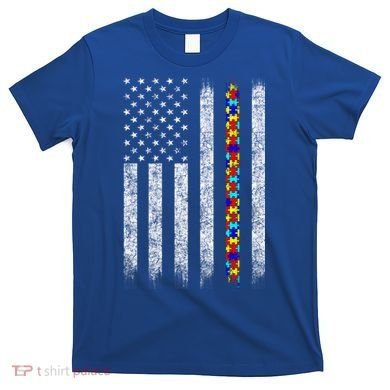 Funny Autism Awareness American Flag Gift T-Shirt