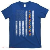Funny Autism Awareness American Flag Gift T-Shirt thumb 0