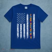 Funny Autism Awareness American Flag Gift T-Shirt thumb 5