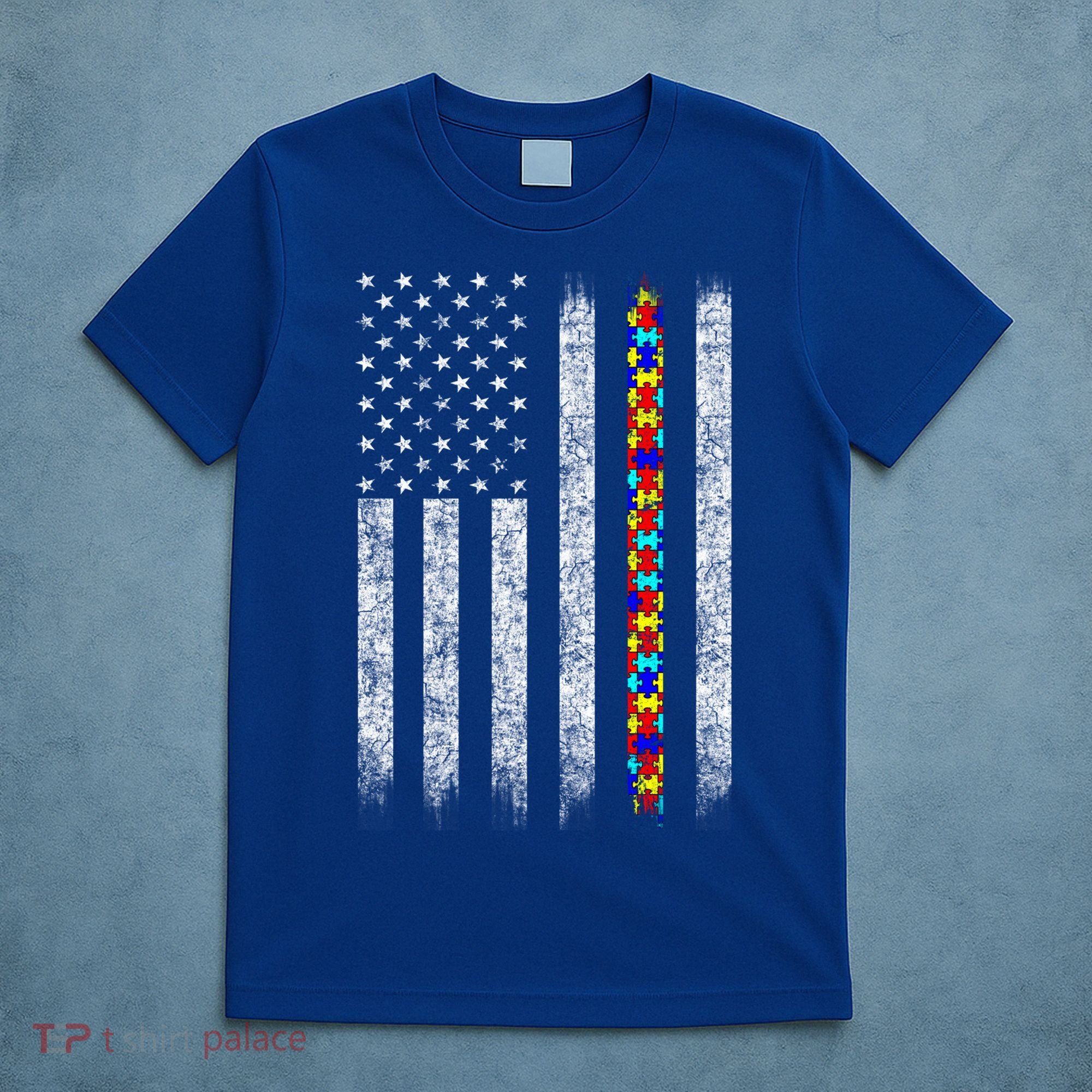Funny Autism Awareness American Flag Gift T-Shirt