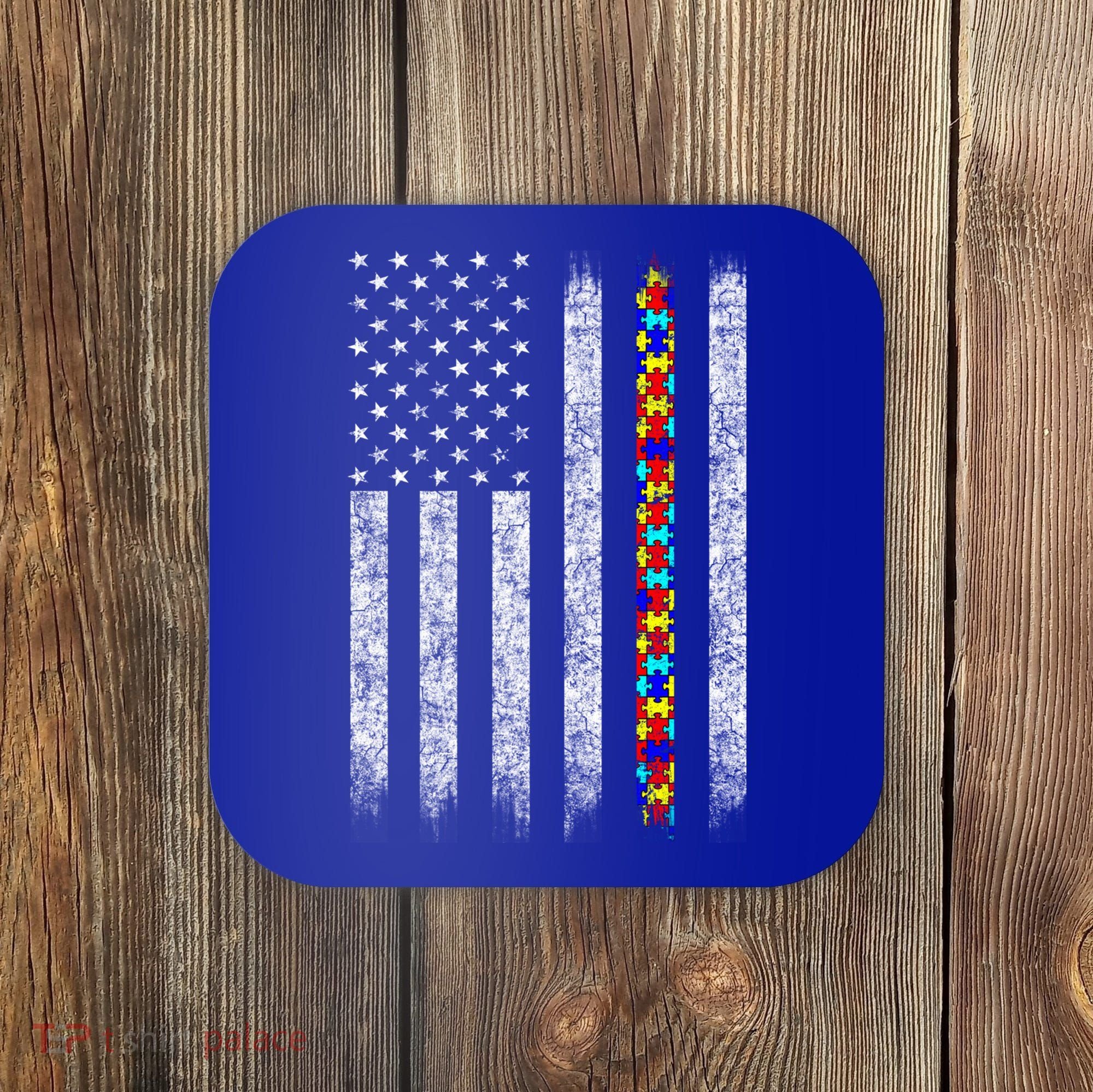 Funny Autism Awareness American Flag Gift Coaster