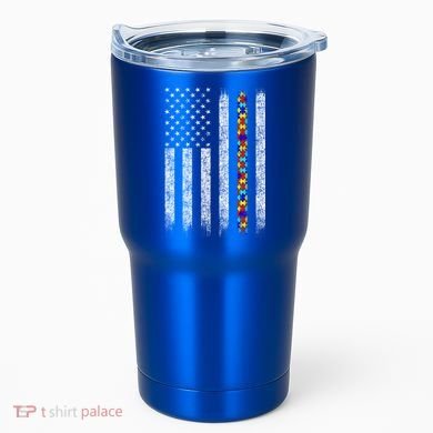 Funny Autism Awareness American Flag Gift Tumbler
