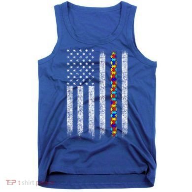 Funny Autism Awareness American Flag Gift Tank Top