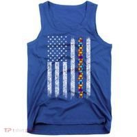 Funny Autism Awareness American Flag Gift Tank Top thumb 0