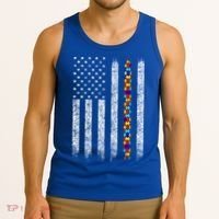 Funny Autism Awareness American Flag Gift Tank Top thumb 3