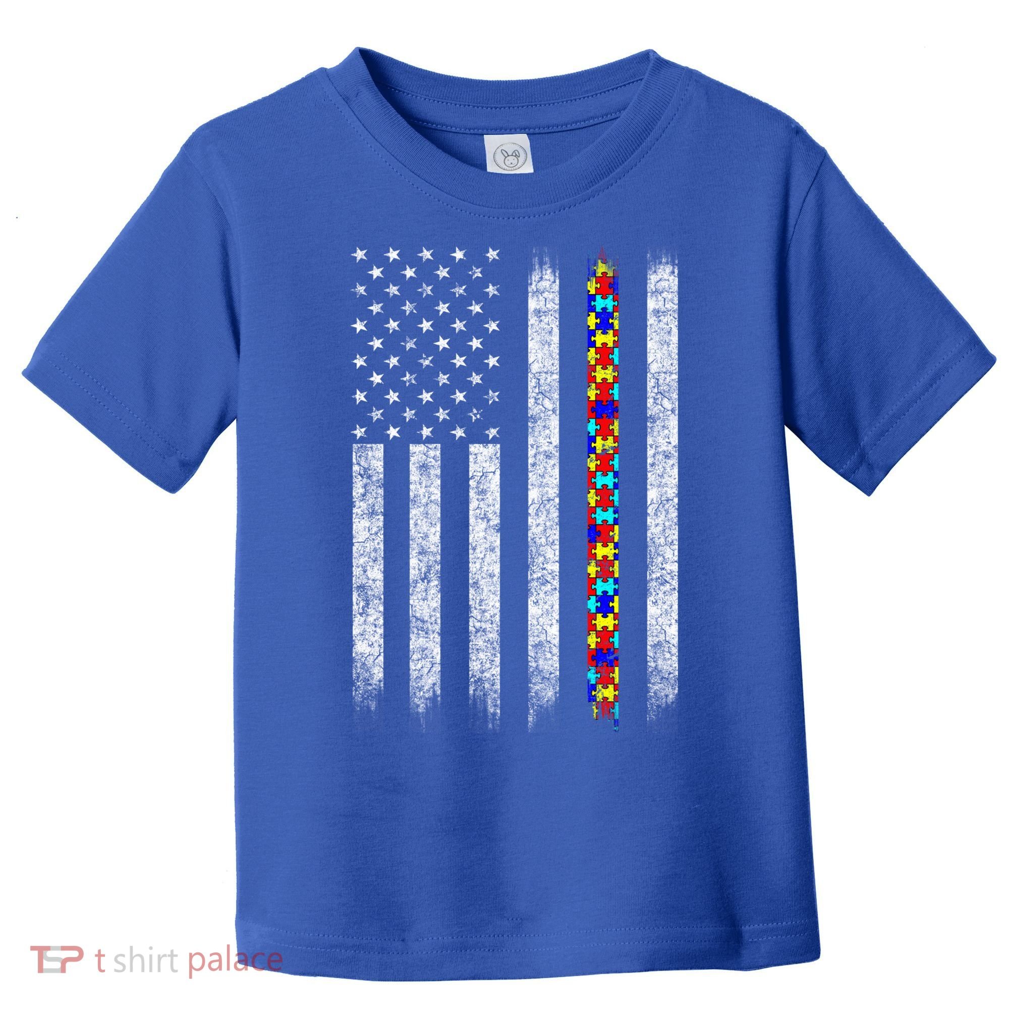 Funny Autism Awareness American Flag Gift Toddler T-Shirt