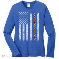Funny Autism Awareness American Flag Gift Women's Long Sleeve Shirt thumb 0
