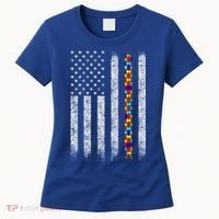 Funny Autism Awareness American Flag Gift Women's T-Shirt thumb 0
