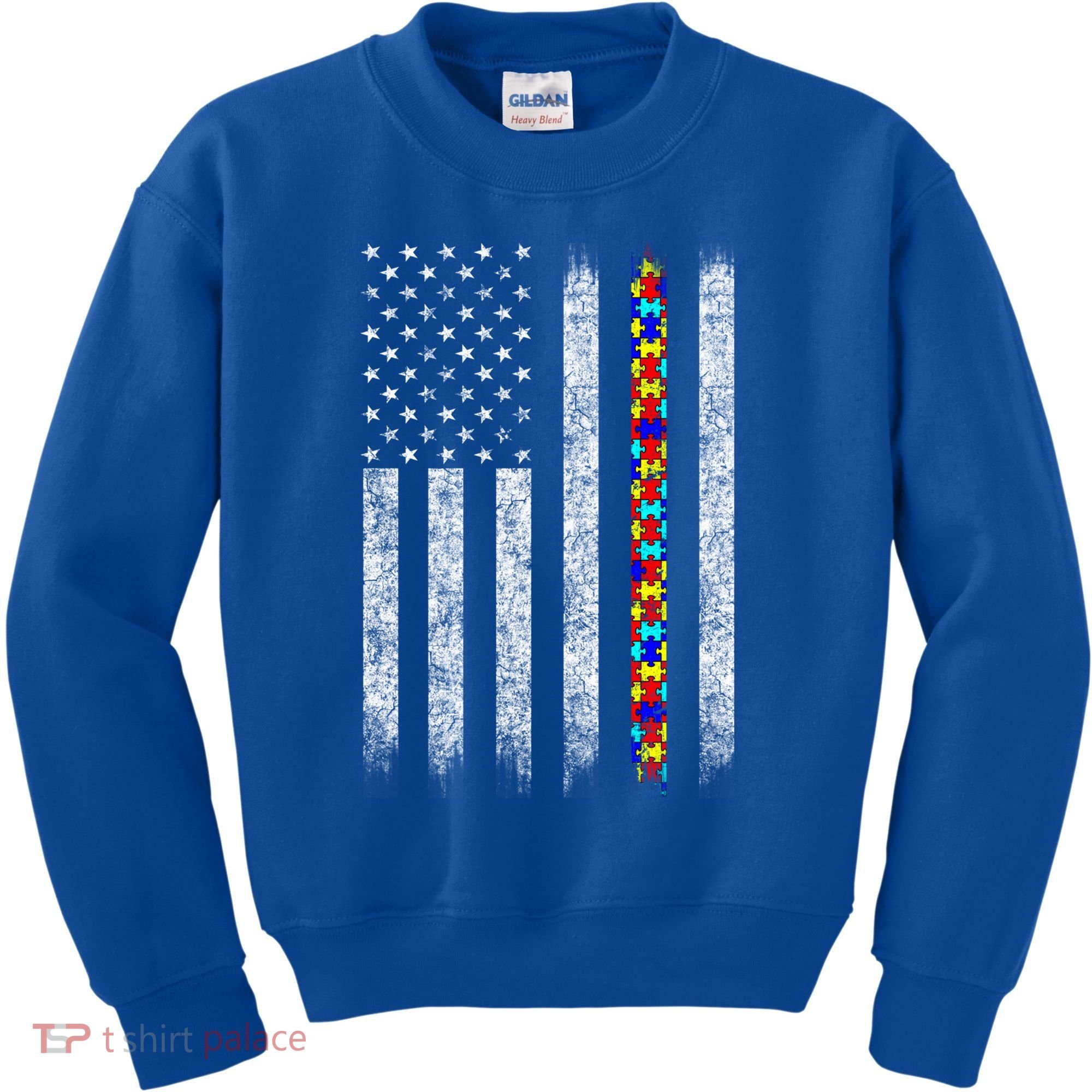 Funny Autism Awareness American Flag Gift Kids Sweatshirt