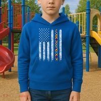 Funny Autism Awareness American Flag Gift Kids Hoodie thumb 2