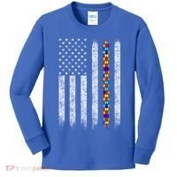 Funny Autism Awareness American Flag Gift Kids Long Sleeve Shirt thumb 0