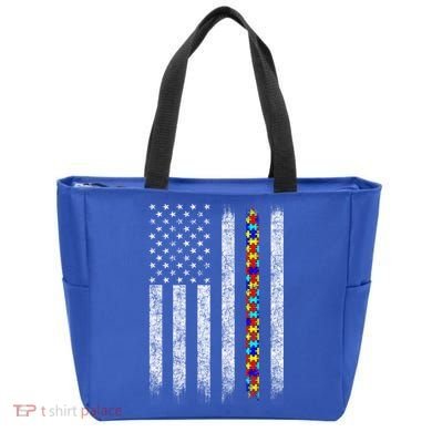 Funny Autism Awareness American Flag Gift Tote Bag