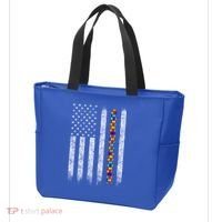 Funny Autism Awareness American Flag Gift Tote Bag thumb 3