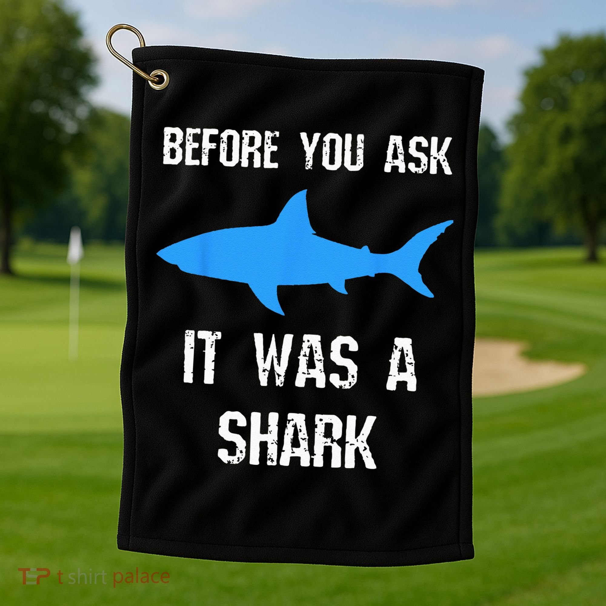 Funny Amputee Amputation Surgery Shark Humor Golf Towel
