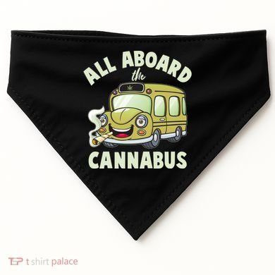 Funny All Aboard The Cannabus USA-Made Doggie Bandana