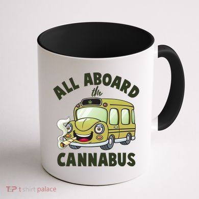Funny All Aboard The Cannabus Coffee Mug back