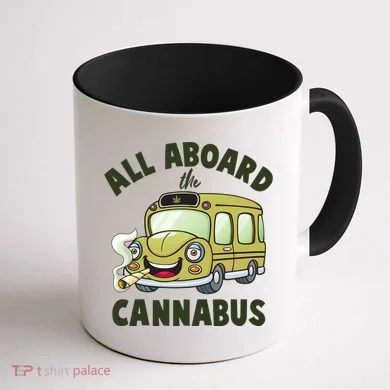 Funny All Aboard The Cannabus Coffee Mug back