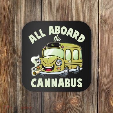 Funny All Aboard The Cannabus Coaster