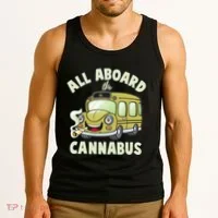 Funny All Aboard The Cannabus Tank Top thumb 3