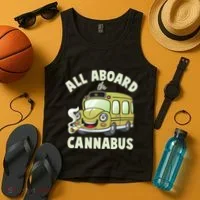 Funny All Aboard The Cannabus Tank Top thumb 4
