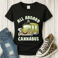 Funny All Aboard The Cannabus Women's T-Shirt thumb 3