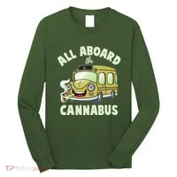 Funny All Aboard The Cannabus Long Sleeve Shirt thumb 0