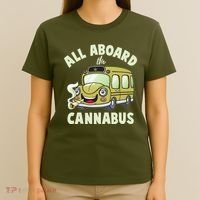 Funny All Aboard The Cannabus T-Shirt thumb 4