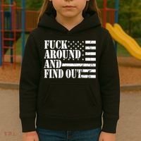 Fuck Around And Find Out American USA Flag Funny Kids Hoodie thumb 3