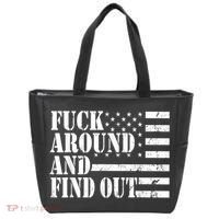 Fuck Around And Find Out American USA Flag Funny Tote Bag thumb 0