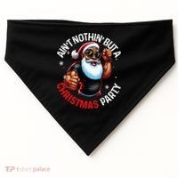 Festive African American Santa Claus PJ USA-Made Doggie Bandana thumb 0