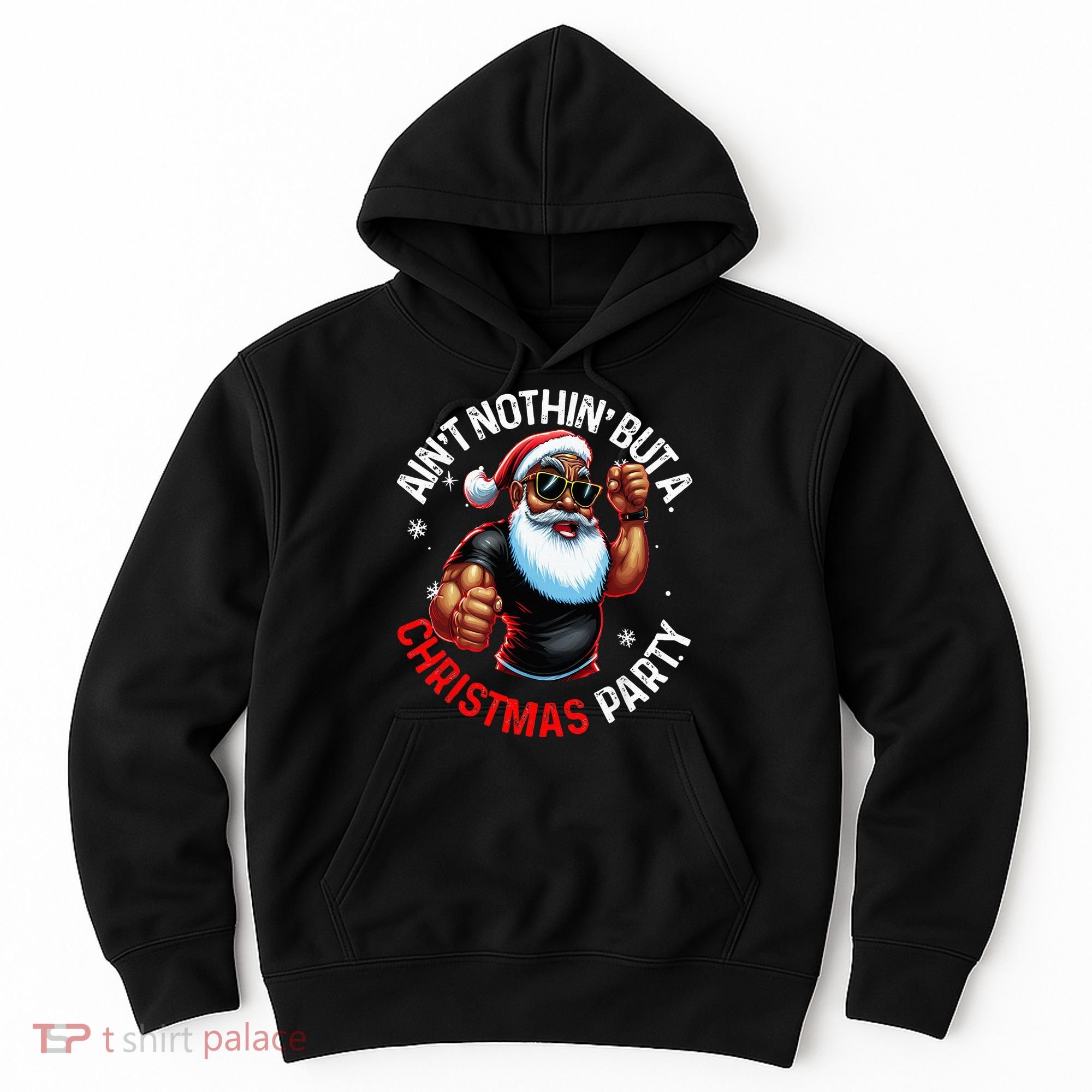Festive African American Santa Claus PJ Hoodie