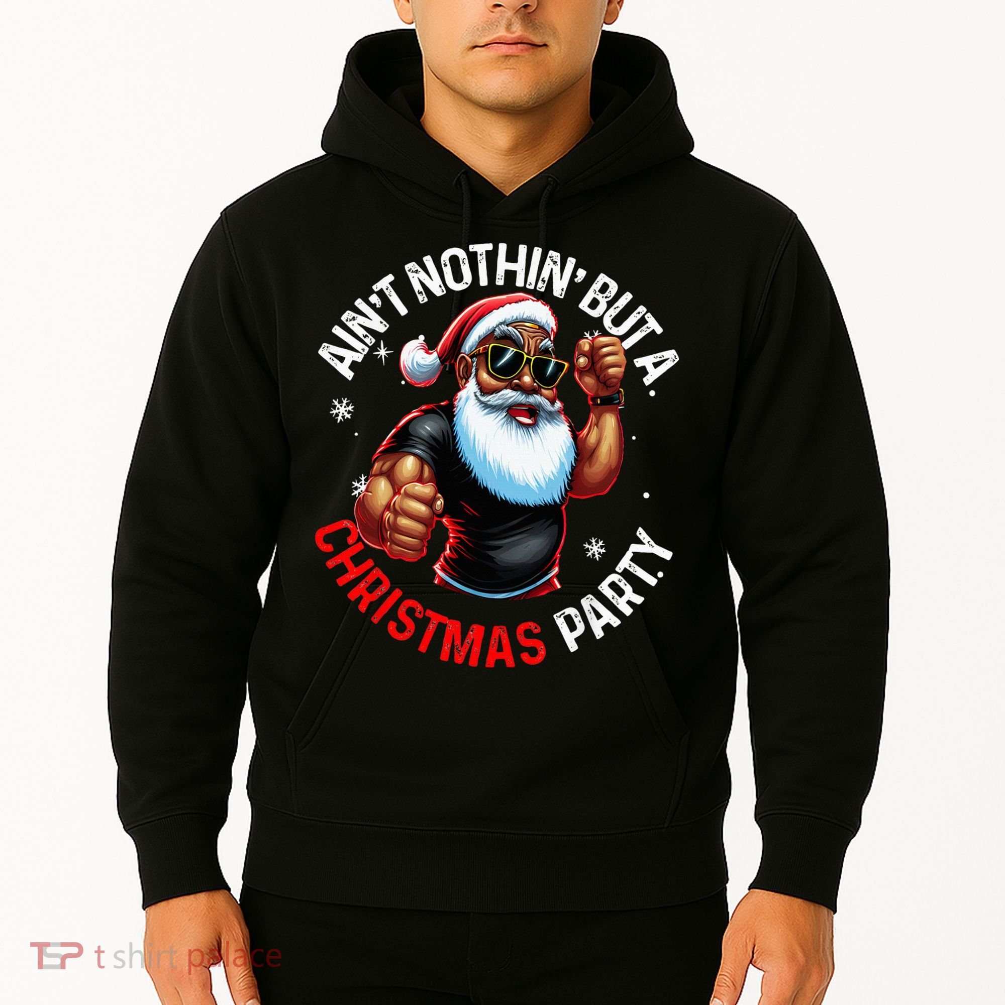 Festive African American Santa Claus PJ Hoodie