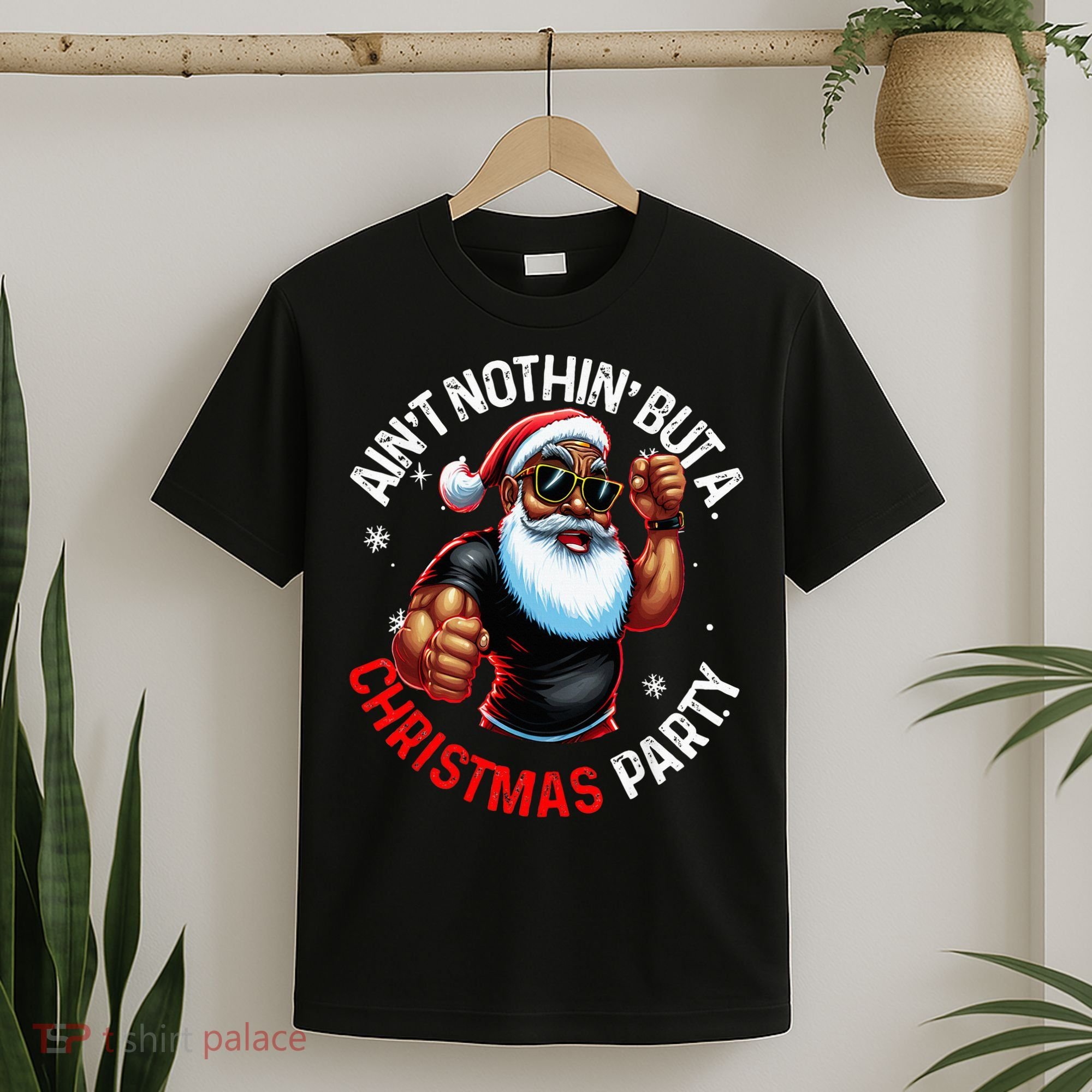 Festive African American Santa Claus PJ T-Shirt