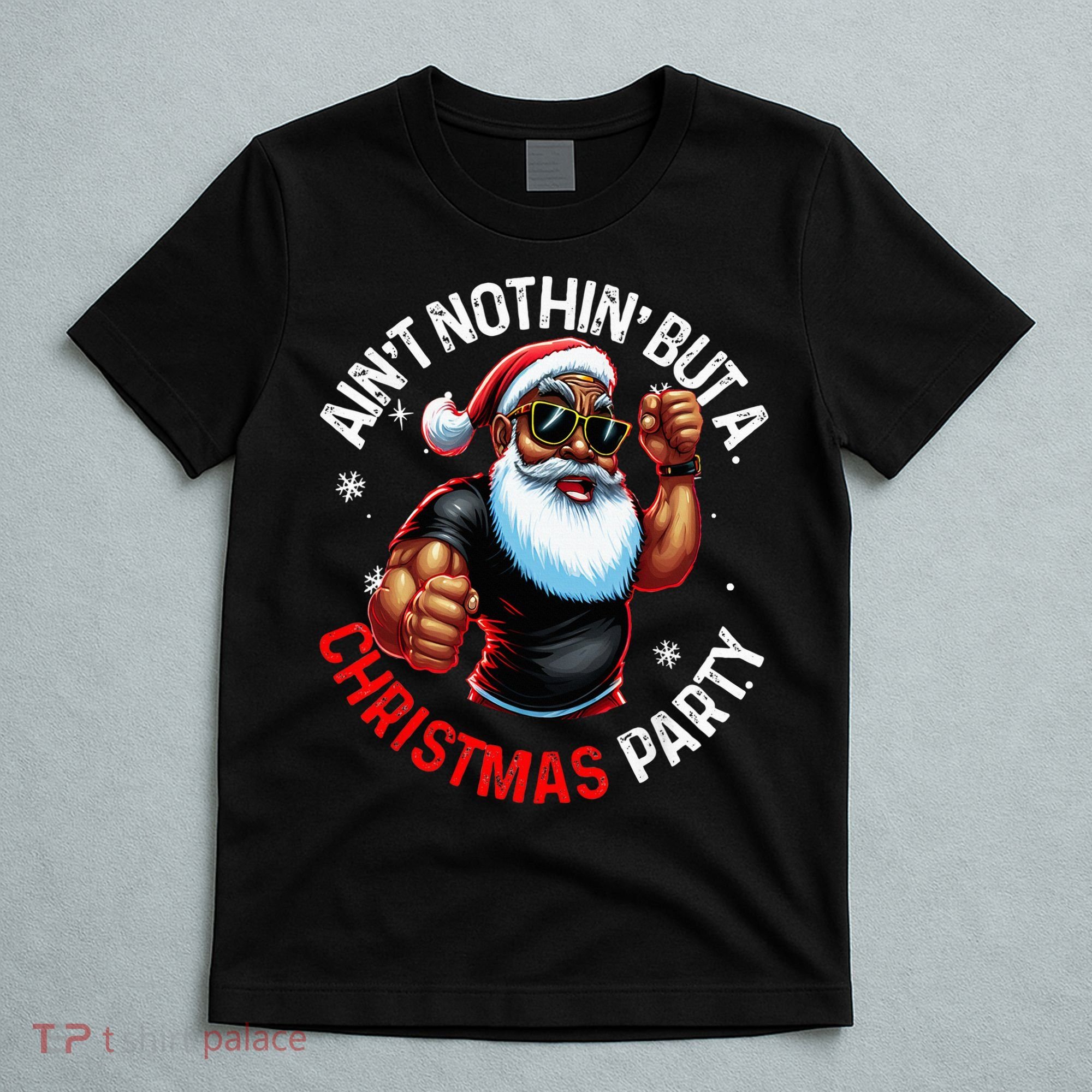 Festive African American Santa Claus PJ T-Shirt