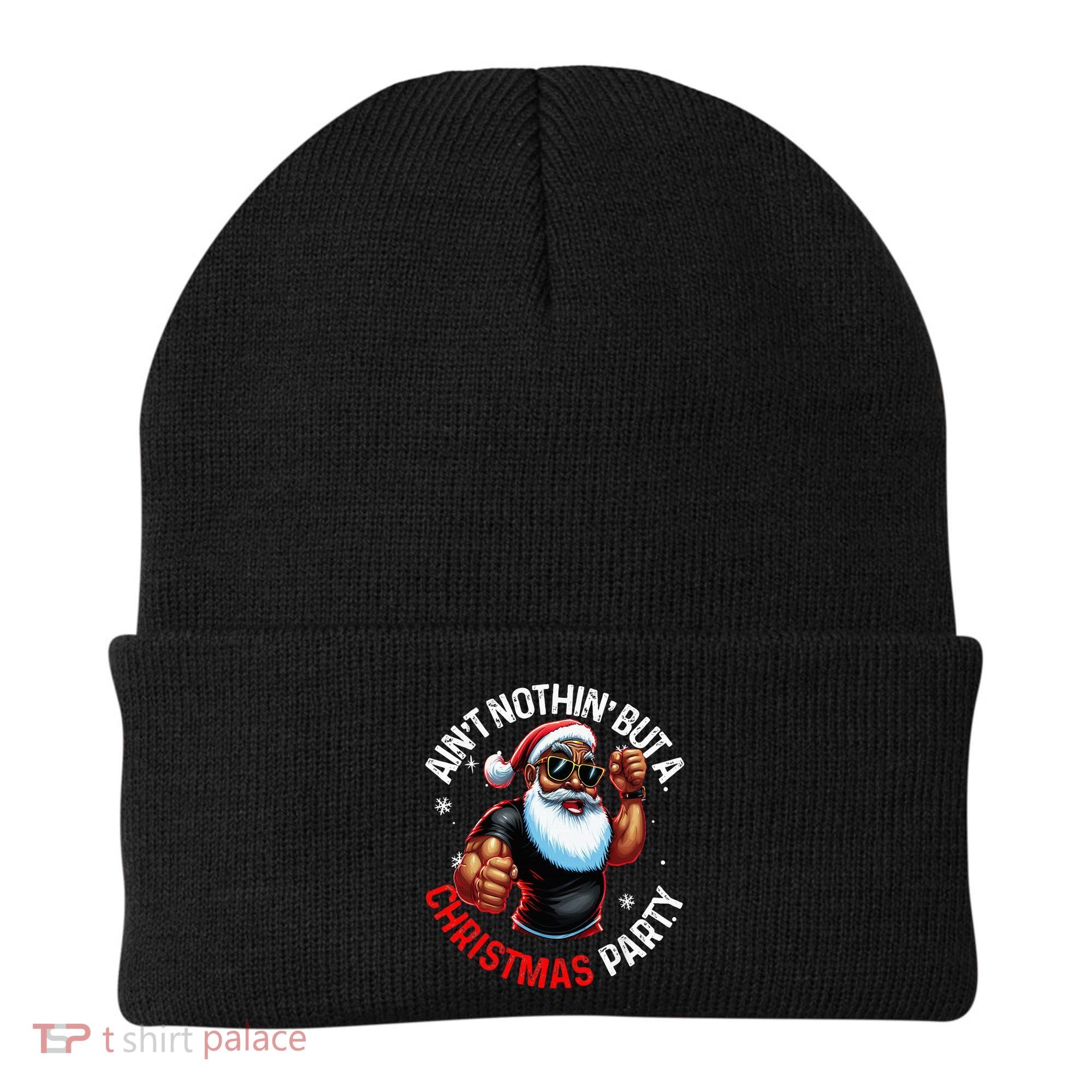 Festive African American Santa Claus PJ Beanie