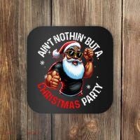 Festive African American Santa Claus PJ Coaster thumb 0