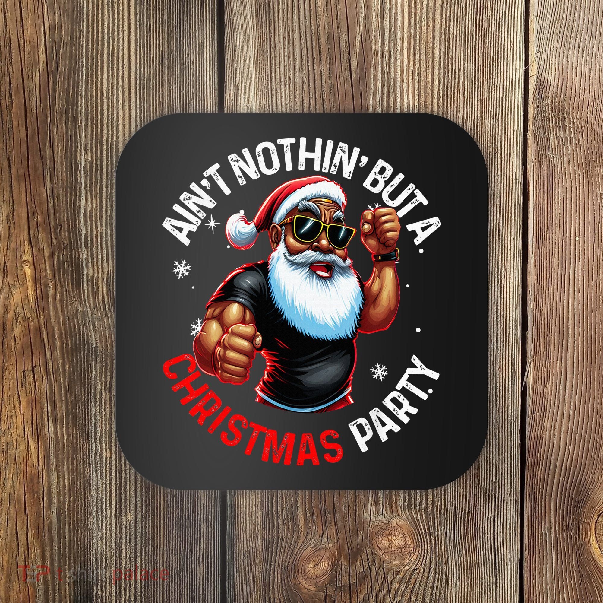 Festive African American Santa Claus PJ Coaster