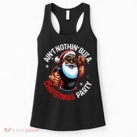 Festive African American Santa Claus PJ Women's Tank Top thumb 0