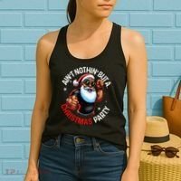 Festive African American Santa Claus PJ Women's Tank Top thumb 2
